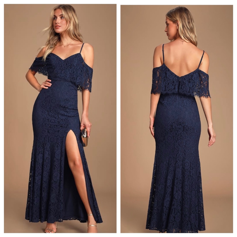 Lulus- Lace Off-the-Shoulder Maxi Dress